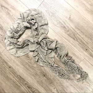 Grey Knitted Ruffle Scarf